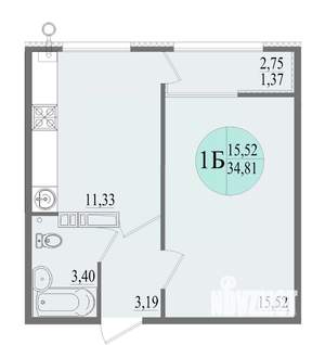 1-к квартира, вторичка, 35м2, 7/8 этаж