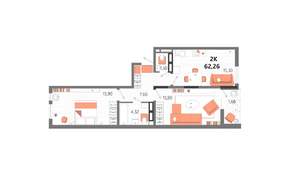 2-к квартира, вторичка, 62м2, 11/13 этаж