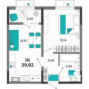 1-к квартира, вторичка, 40м2, 6/13 этаж