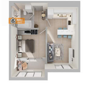 1-к квартира, вторичка, 40м2, 7/13 этаж