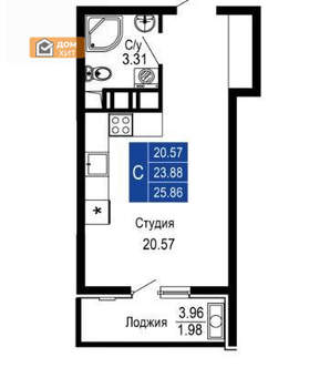 Студия квартира, вторичка, 26м2, 11/14 этаж