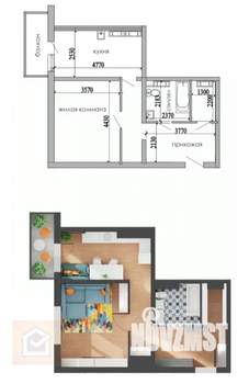1-к квартира, вторичка, 40м2, 7/12 этаж