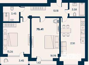 2-к квартира, вторичка, 75м2, 2/8 этаж