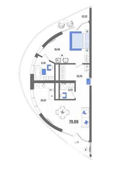 1-к квартира, вторичка, 79м2, 21/22 этаж