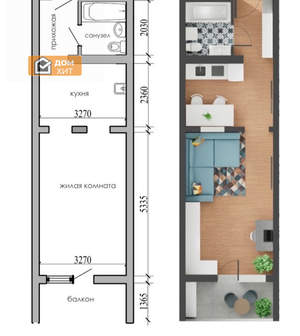 1-к квартира, вторичка, 34м2, 4/12 этаж