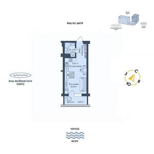 Студия квартира, строящийся дом, 30м2, 6/12 этаж