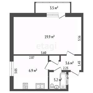 1-к квартира, вторичка, 34м2, 5/5 этаж