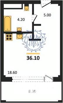 Студия квартира, вторичка, 36м2, 2/4 этаж