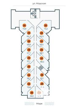 1-к квартира, строящийся дом, 58м2, 1/7 этаж