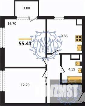 2-к квартира, вторичка, 55м2, 2/4 этаж