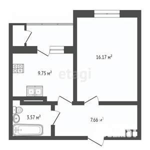 1-к квартира, вторичка, 37м2, 1/9 этаж