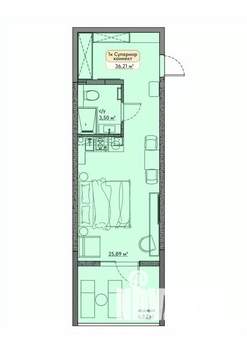 Студия квартира, вторичка, 29м2, 3/9 этаж