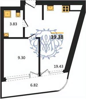 1-к квартира, вторичка, 39м2, 13/22 этаж