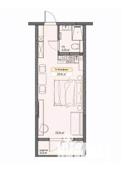 Студия квартира, вторичка, 30м2, 6/9 этаж