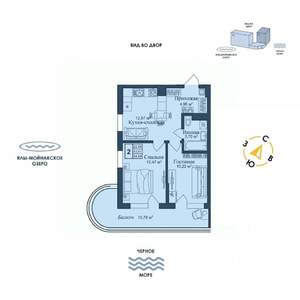 2-к квартира, вторичка, 55м2, 3/12 этаж