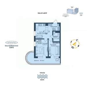 2-к квартира, вторичка, 55м2, 2/12 этаж