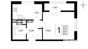 1-к квартира, вторичка, 40м2, 4/8 этаж