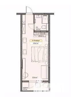 Студия квартира, вторичка, 30м2, 2/2 этаж