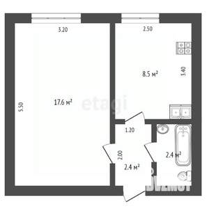 1-к квартира, вторичка, 31м2, 2/2 этаж
