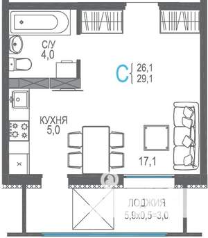Студия квартира, строящийся дом, 32м2, 7/9 этаж