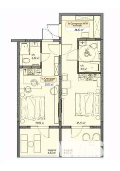 Студия квартира, вторичка, 36м2, 6/9 этаж