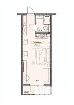 Студия квартира, вторичка, 30м2, 7/9 этаж