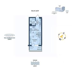 Студия квартира, вторичка, 31м2, 1/12 этаж
