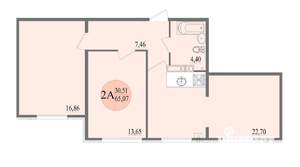 2-к квартира, вторичка, 65м2, 4/8 этаж