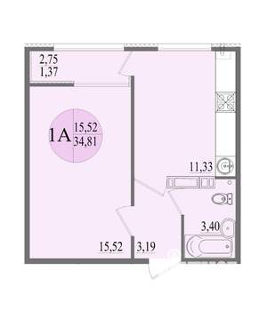 1-к квартира, вторичка, 35м2, 6/8 этаж