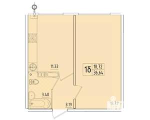 1-к квартира, вторичка, 37м2, 2/8 этаж