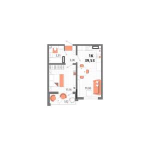 1-к квартира, строящийся дом, 40м2, 7/13 этаж