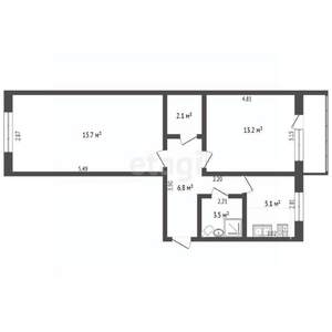 2-к квартира, вторичка, 47м2, 5/5 этаж