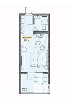 Студия квартира, вторичка, 29м2, 2/9 этаж