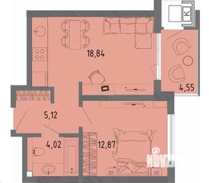 2-к квартира, вторичка, 42м2, 13/16 этаж