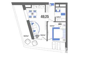 1-к квартира, вторичка, 49м2, 4/22 этаж