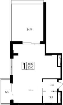1-к квартира, строящийся дом, 82м2, 12/12 этаж