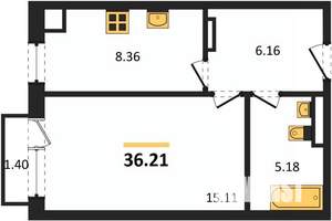1-к квартира, вторичка, 36м2, 4/4 этаж
