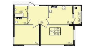 2-к квартира, вторичка, 70м2, 5/8 этаж