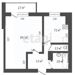 1-к квартира, вторичка, 37м2, 8/9 этаж