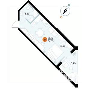 1-к квартира, вторичка, 35м2, 3/7 этаж