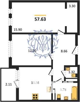 2-к квартира, вторичка, 58м2, 5/13 этаж