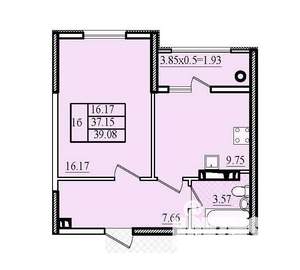 1-к квартира, вторичка, 39м2, 5/8 этаж