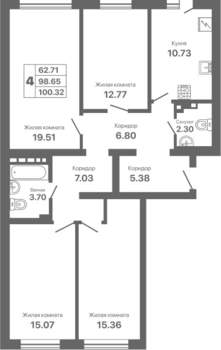 4-к квартира, вторичка, 100м2, 8/8 этаж