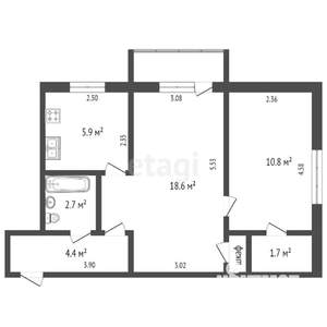 2-к квартира, вторичка, 44м2, 4/4 этаж