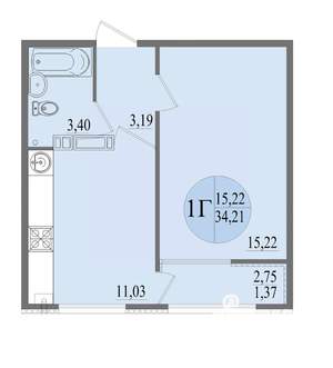 1-к квартира, вторичка, 34м2, 6/8 этаж