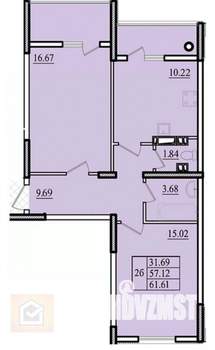 2-к квартира, вторичка, 62м2, 5/8 этаж