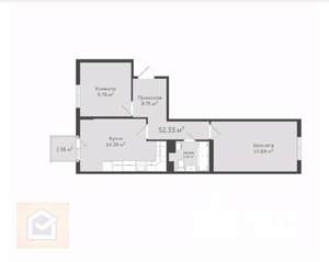2-к квартира, вторичка, 52м2, 3/6 этаж