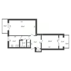 2-к квартира, вторичка, 45м2, 4/5 этаж