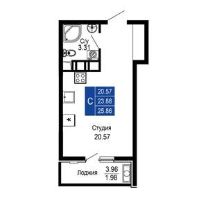 Студия квартира, строящийся дом, 26м2, 3/14 этаж