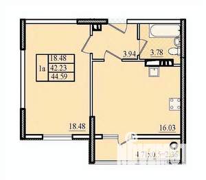 1-к квартира, вторичка, 45м2, 2/8 этаж